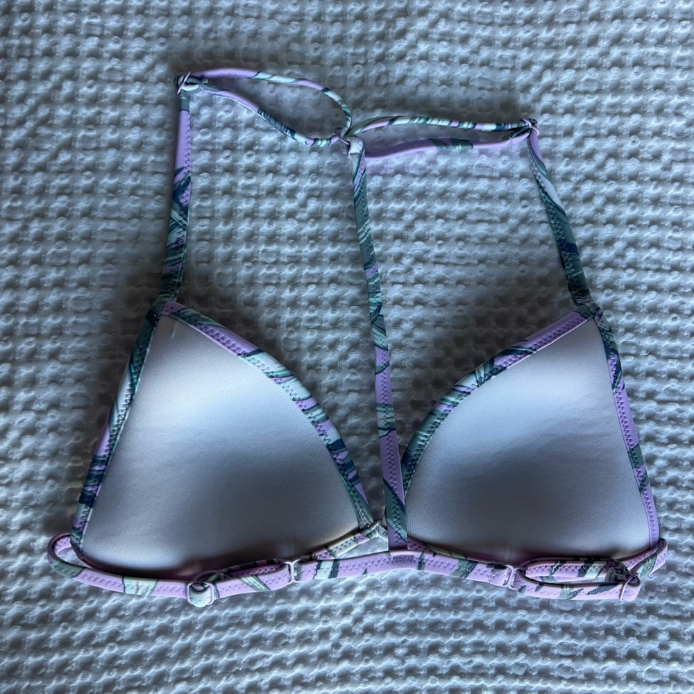 Victoria's Secret Lavender and Green Palm Print Bikini Top - Picture 2 of 3